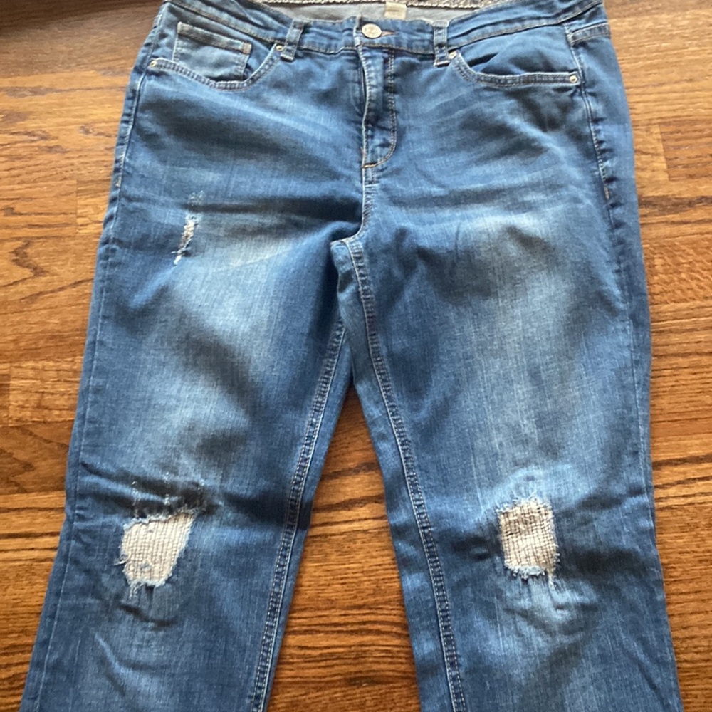 Vintage America Jeans Sz 10 medium wash EC floral inside band very cute! Spring - Picture 6 of 10